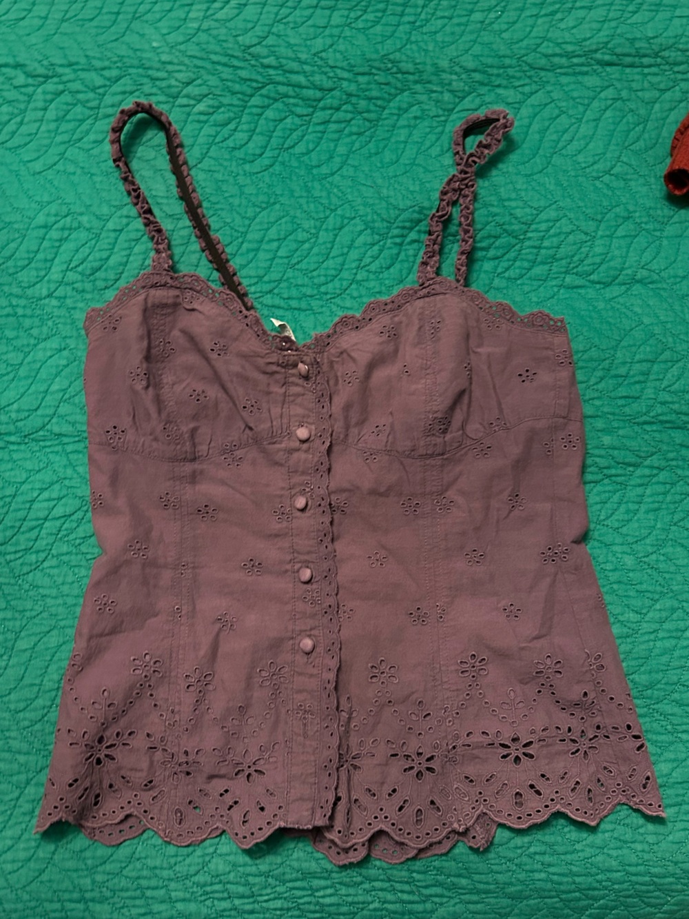 TALULA Women’s Lace-Trim Spaghetti Strap Tank Top - Plum